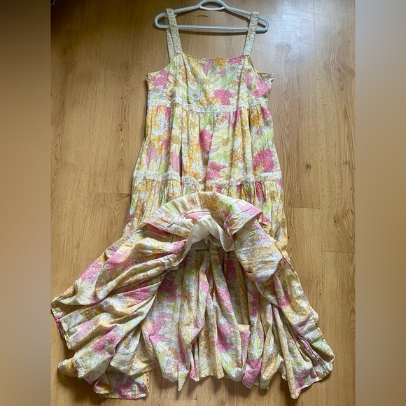 American Eagle Outfitters Tiered Ruffled Yellow and Pink Sundress - Picture 4 of 4